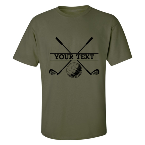 Personalized Golf Ball Crossed Clubs YOUR NAME Print Design T-Shirt - Picture 6 of 16